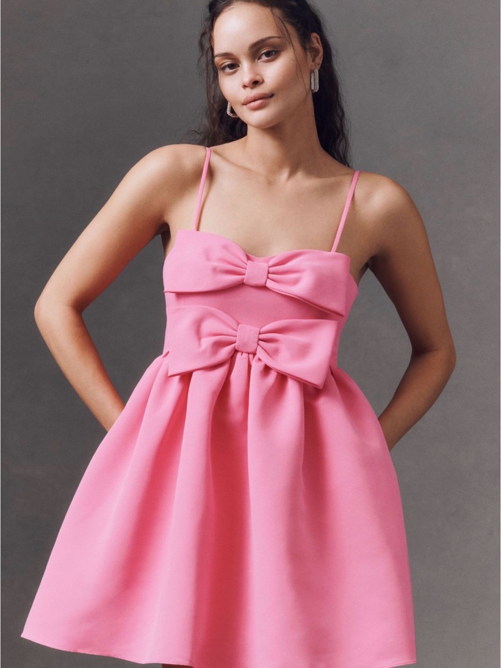 Sachin & Babi Pink Bow-Detail Spaghetti Strap Dress
